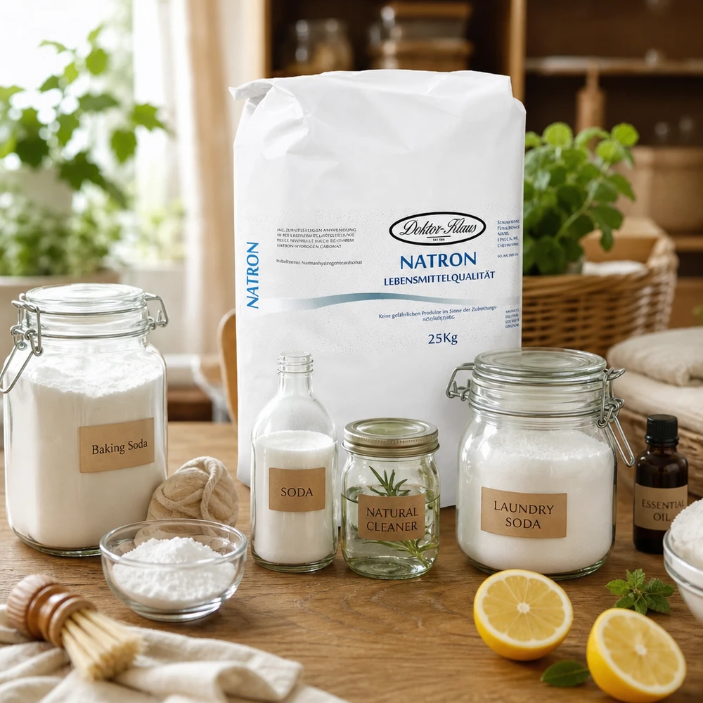 Natriumbikarbonaattijauhe (natriumvetykarbonaatti) 25kg 25kg ruokasoodapussi, jossa on ympäristöystävällinen valkoinen jauhe kotitalouksien kestävään puhdistukseen.