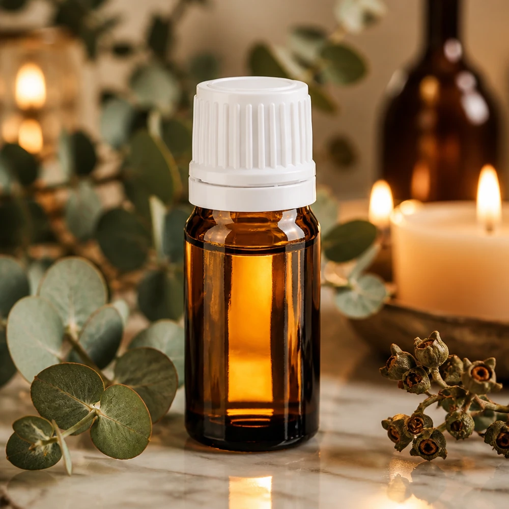 Apteekkipullo ruskea 5ml ruuvikorkki valkoinen väärentämisen estävä korkki Pieni 5 ml:n ruskealasi-pullo, jossa on valkoinen OV-korkki, eteerisille öljyille ja aromaterapiaan