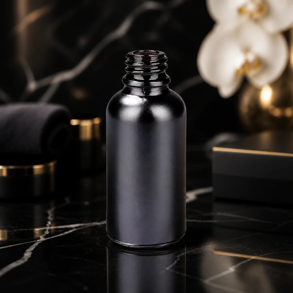 BlackLine apteekkipullo 30ml korkealaatuisesta violetista lasista, jossa UT18/30 UNiTWIST-korkki.