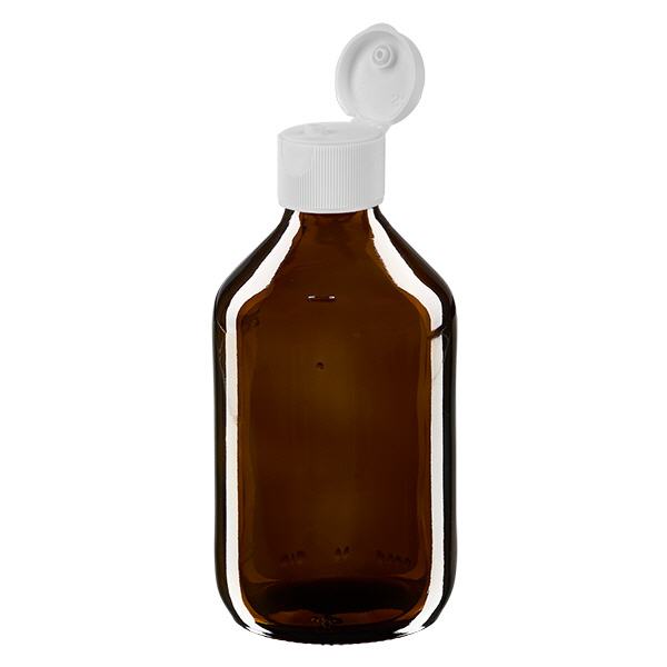 250ml lääkepullo ruskea, jossa flip-top korkki ApoGlas 250ml lääkepullo ruskea, jossa flip-top korkki ApoGlas