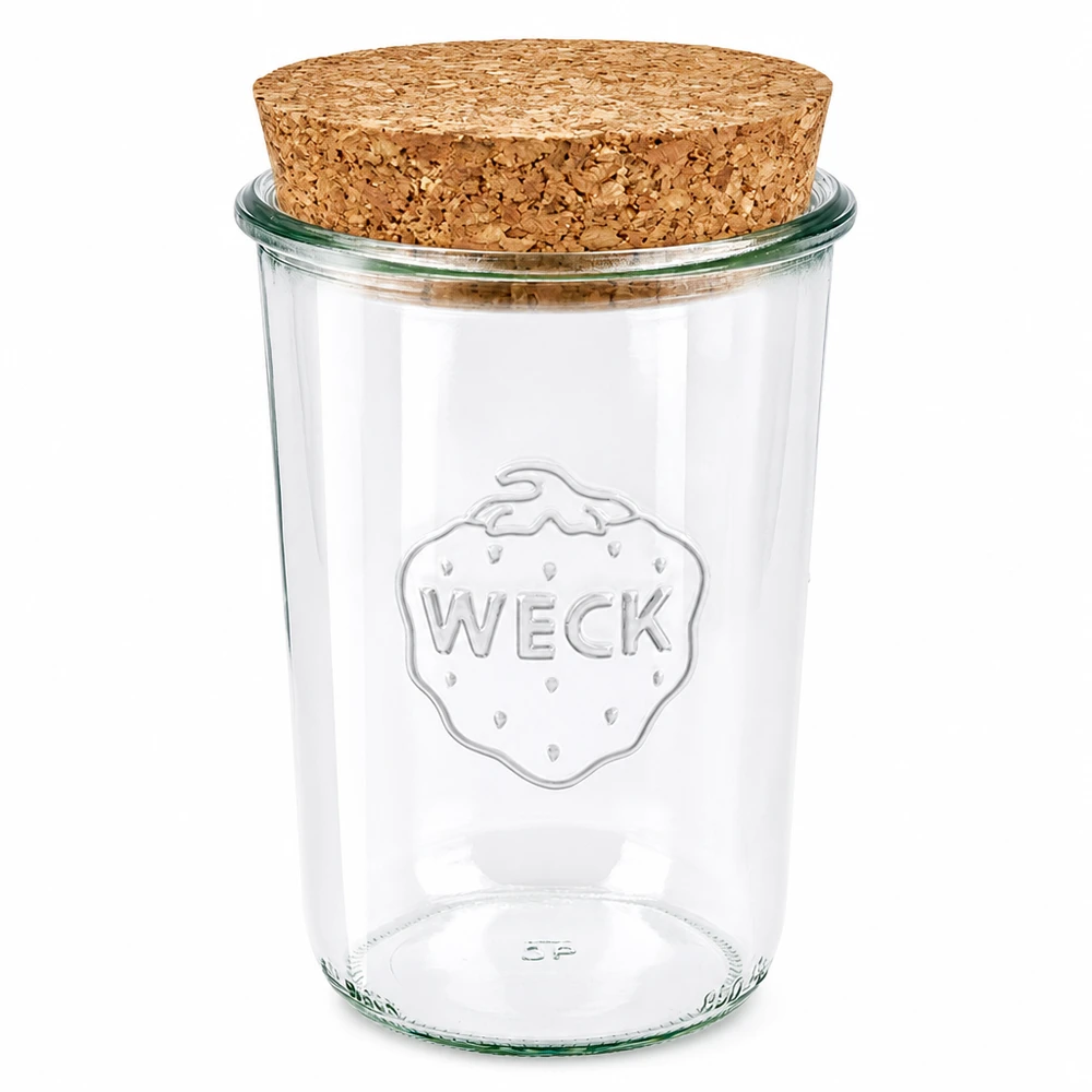 WECK tumble purkkipurkki 850ml RR100 luonnonkorkkikannella säilöntäpurkki säilytyspurkki läpinäkyvästi