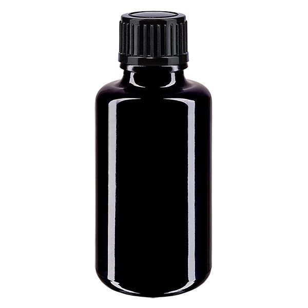 Apteekkipullo violetti 30ml tiputuskorkki 1mm musta vakio.