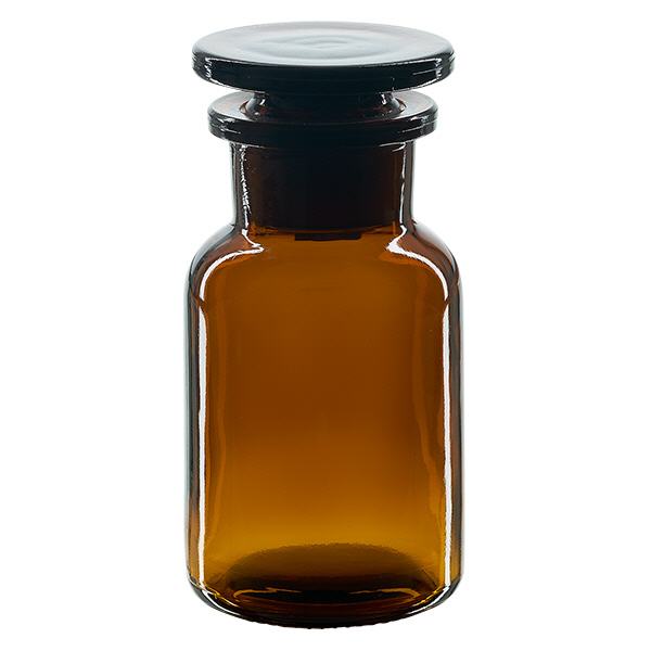 Pyöreä olkapääpullo 100ml ruskea leveäkaulainen lasitulppa