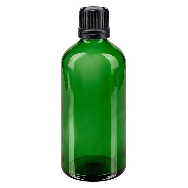 Apteekkipullo vihreä 100ml tippapullo korkki premium 1mm musta tamper-evident sulkeminen Apteekkipullo vihreä 100ml tippapullo korkki premium 1mm musta tamper-evident sulkeminen