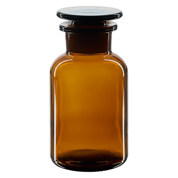 Pyöreä olkapääpullo 250ml ruskea leveäkaulainen lasitulppa