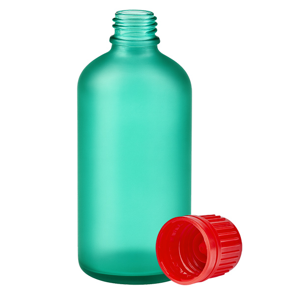 100ml pullo 11mm ruuvikorkki punainen peukalointiturvallinen korkki GreenLine UT18/100 100ml pullo 11mm ruuvikorkki punainen peukalointiturvallinen korkki GreenLine UT18/100