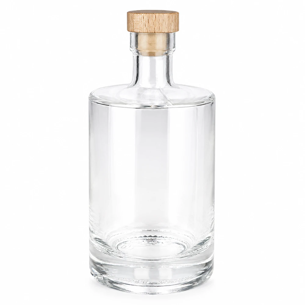 500ml Glasflasche "Marie" mit Holzgriff-Korken UNiTWIST 500ml lasipullo Marie, jossa puukahvainen korkki UNiTWIST - tyhjä läpinäkyvä pullo, jossa on puinen korkkikorkki.