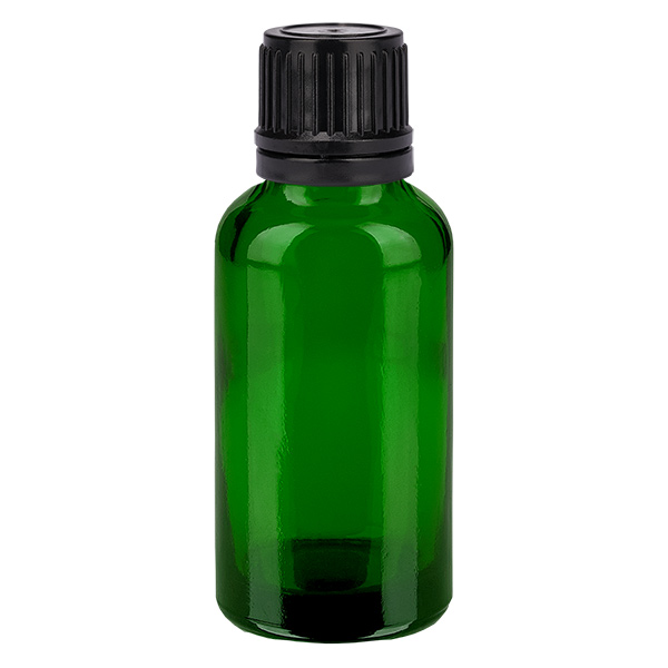 30ml (pallopullo) pullo 8mm kaaderengas musta sinetöintisuljin VihreäL. UT18/30