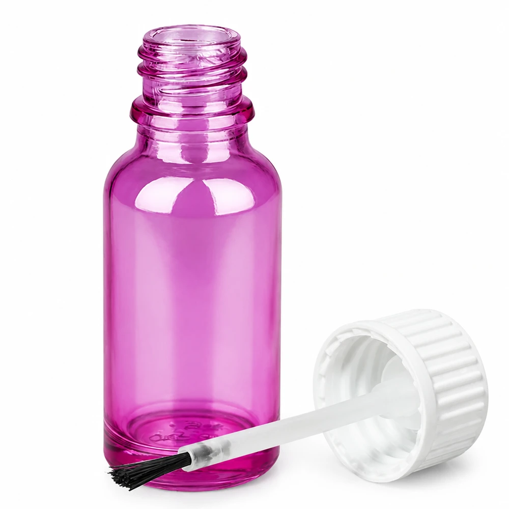 20ml sivellinpullo valkoinen vakio PurpleLine UT18/20 valkoinen vakio PurpleLine UT18/20 Violetti lasipullo 20ml, jossa on sivellin applikaattorilla tarkkaan kosmeettiseen levitykseen.