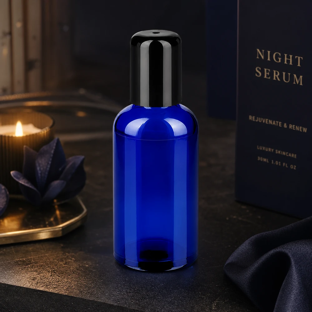 50ml roll-on-pullo musta vakiokorkki BlueLine UT18/50 Kompakti 50ml roll-on-pullo STD BlueLine UT18/50 sopii täydellisesti liikkuviin kosmetiikkasovelluksiin.