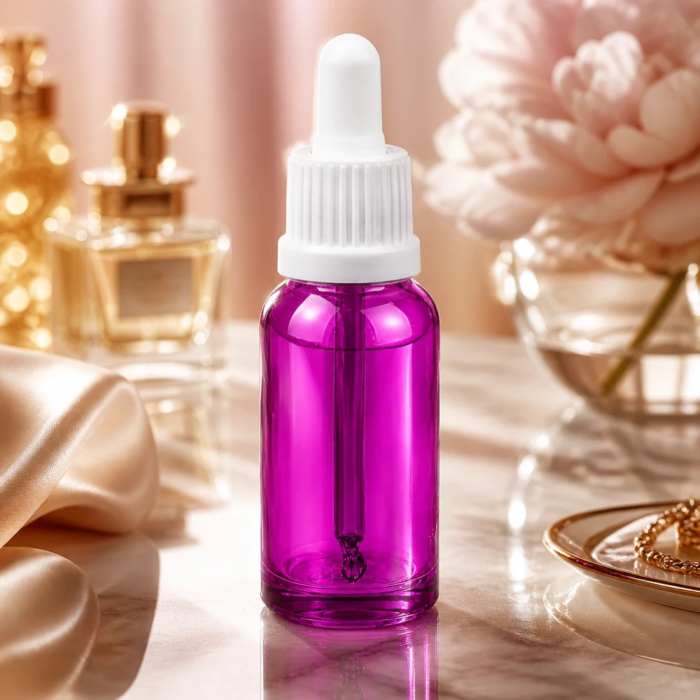 20ml pipettipullo valkoinen Originality kierrekorkki PurpleLine UT18/20 PurpleLine UT18/20 Laadukas pipettipullo 20ml violetista lasista, jossa valkoinen OV-korkki seerumeille
