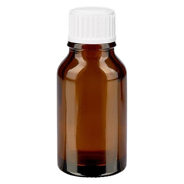 Apteekkipullo ruskea 15ml ruuvikorkki valkoiset pallot vakioitu Apteekkipullo ruskea 15ml ruuvikorkki valkoiset pallot vakioitu