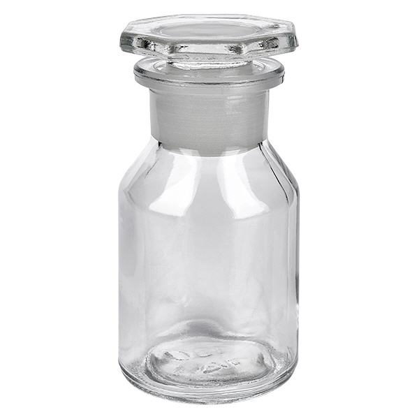 Steep neck -pullo 50ml kirkas leveäkaulainen lasitulppa 50 ml:n suora-kaulainen pullo, kirkas, lasitulpalla, korkealaatuista borosilikaattilasia, laboratoriokäyttöön