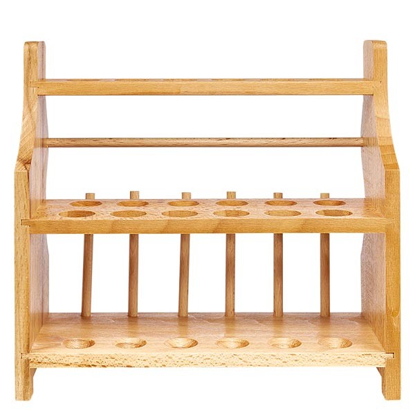 Puusta valmistetut koeputkitelineet, enintään n. 18 mm Ø:n lasille 12 lasille, 6 tankoa mukana Puusta valmistetut koeputkitelineet, enintään n. 18 mm Ø:n lasille 12 lasille, 6 tankoa mukana