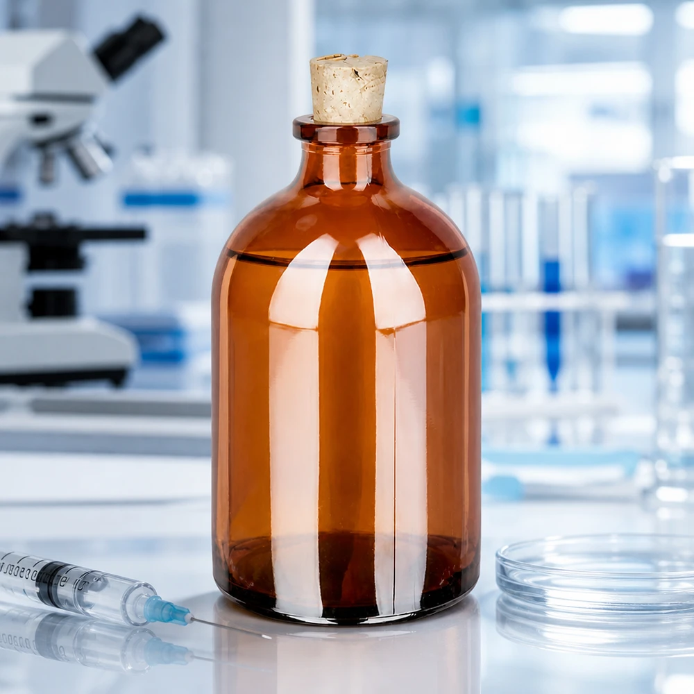 Medizinflasche 100ml bernsteinfarbenes Glas mit Naturkorken 11/14mm lichtundurchlässig