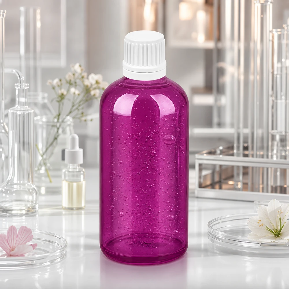 Tarkka 0.7mm tippa annostelu 100ml violetilla muovipullolla aromaterapiaan ja laboratoriosovelluksiin.