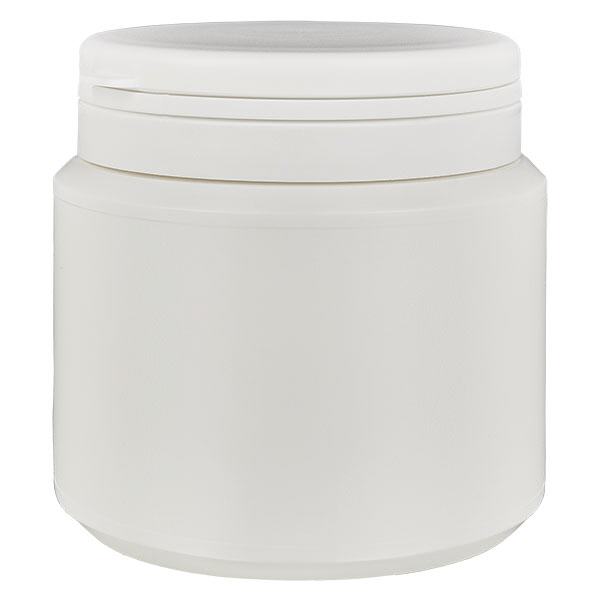 Kapselirasia 500 ml valkoinen, jossa Jaycap-virheentunnistussuljin valkoinen Kapselirasia 500 ml valkoinen, jossa Jaycap-virheentunnistussuljin valkoinen