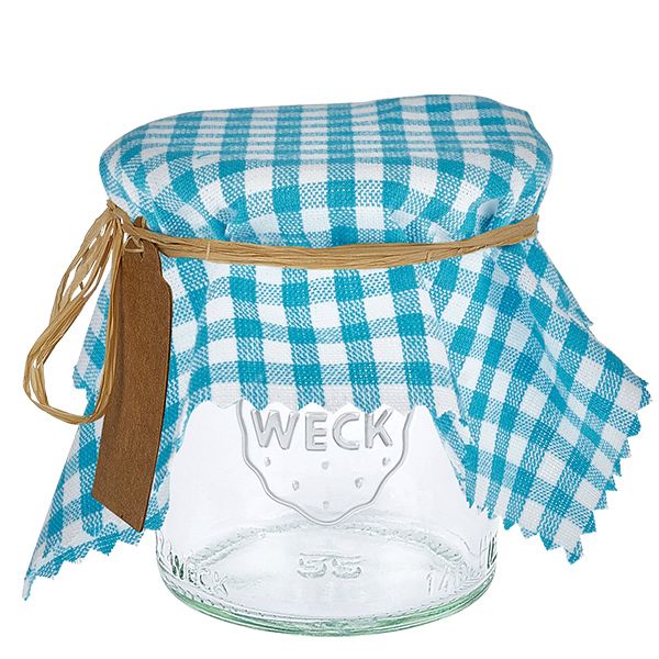 Kankainen koristeellinen esiliina turkoosi ruudullinen 15cm neliö.