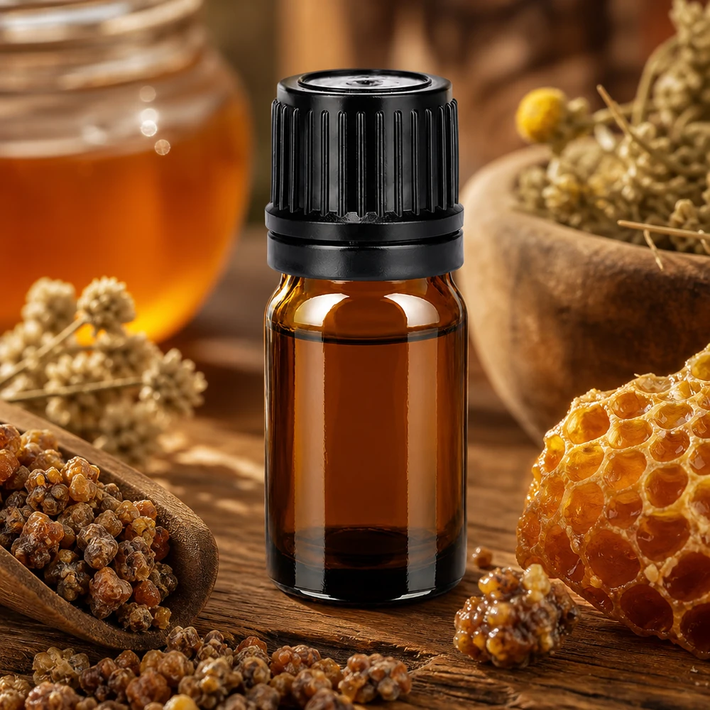Pienikokoinen 5ml pullo BrownLine-sarjan mustalla korkilla aromaterapiaan