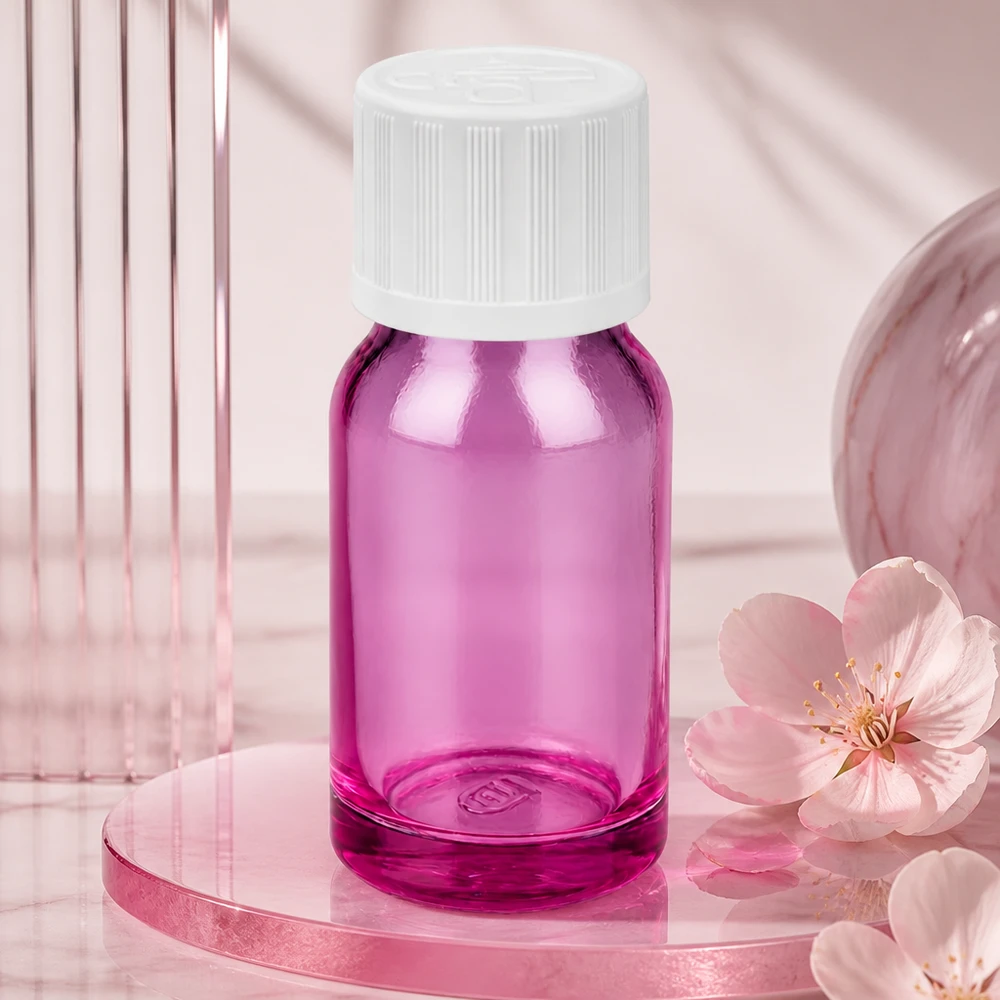 10ml pullo 11mm ruuvikorkki valkoinen standardi lapsiturvallinen PurpleLine UT18/10 Elegantti 10ml pullo PurpleLine-muotoilulla ja valkoisella tiputuskorkilla ammattikäyttöön.