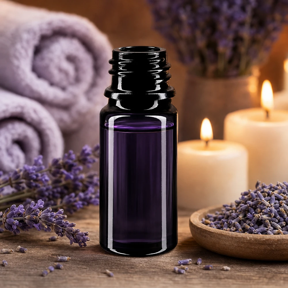 Violetti lasipullo 5ml DIN 18 (Mironglas) Premium violetti lasinen tippapullo Orion 5ml - UV-suojaus maku- ja aromiöljyjen optimaalisen säilyvyyden takaamiseksi.