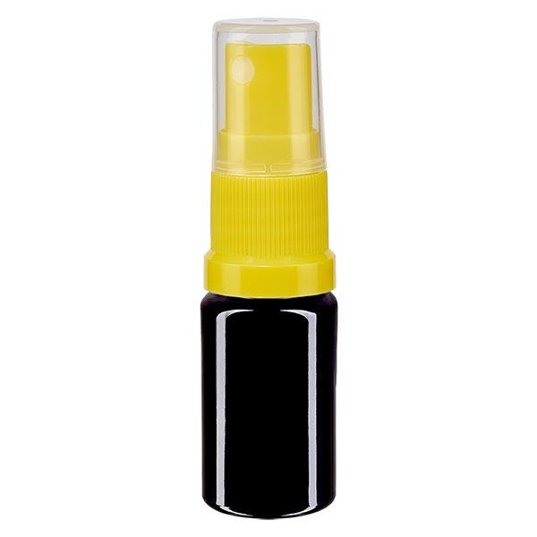 Apteekkipullo violetti 5ml suihkutuslisälaite keltainen Apteekkipullo violetti 5ml suihkutuslisälaite keltainen
