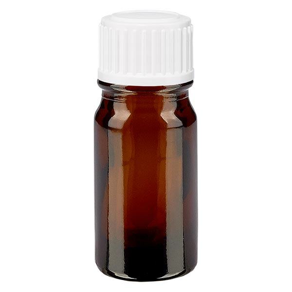 Apteekkipullo ruskea 5ml ruuvikorkki valkoinen-musta pallopakkaus standardi