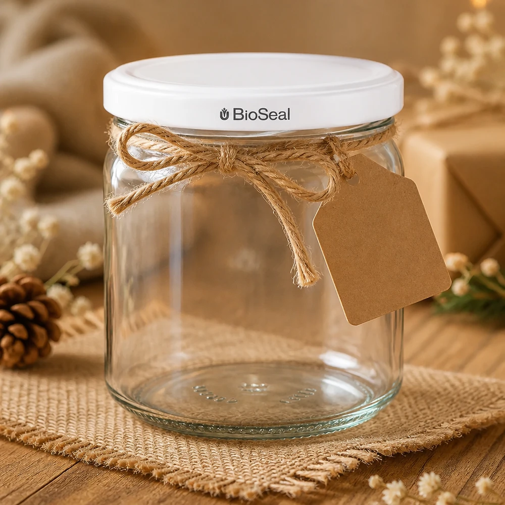 UNiTWIST Runda408 dekorativ mit Juteschleife und Geschenkanhänger - stilvoll verpacktes Einmachglas als Geschenkidee