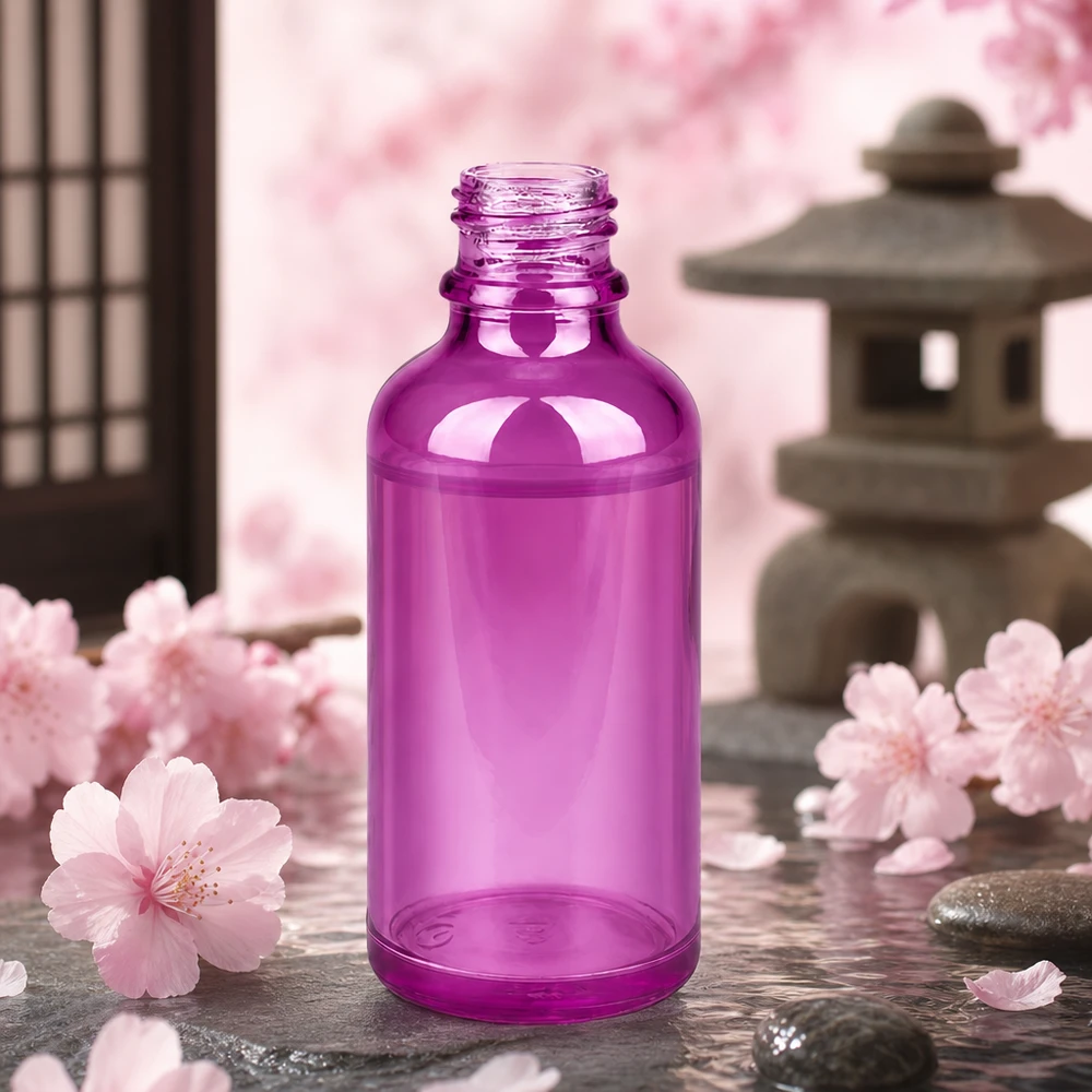 Pienikokoinen 50ml PurpleLine apteekkipullo UT18/50 UNiTWIST kirkkaan violetissa lasimallissa.