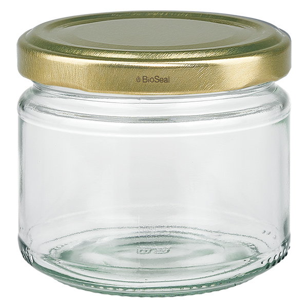 330ml pyöreä purkki + kultainen BioSeal-kansi UNiTWIST