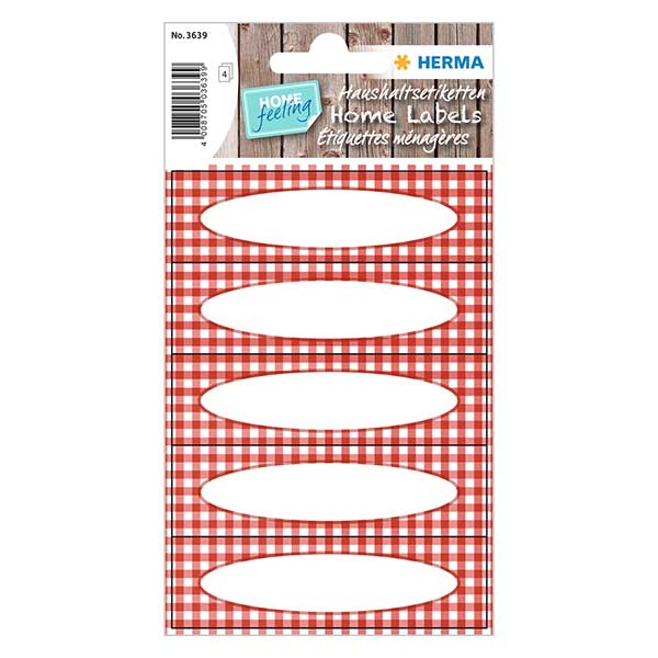 Keittiötarrat punaiset ruudulliset (20 tarraa)