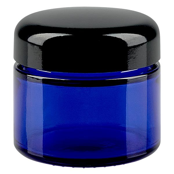 50ml lasipurkki. kuninkaansininen, mustalla bakeliittikannella ApoGlas 50ml lasipurkki. kuninkaansininen, mustalla bakeliittikannella ApoGlas