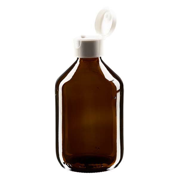 300ml lääkepullo ruskea, jossa flip-top korkki ApoGlas 300ml lääkepullo ruskea, jossa flip-top korkki ApoGlas