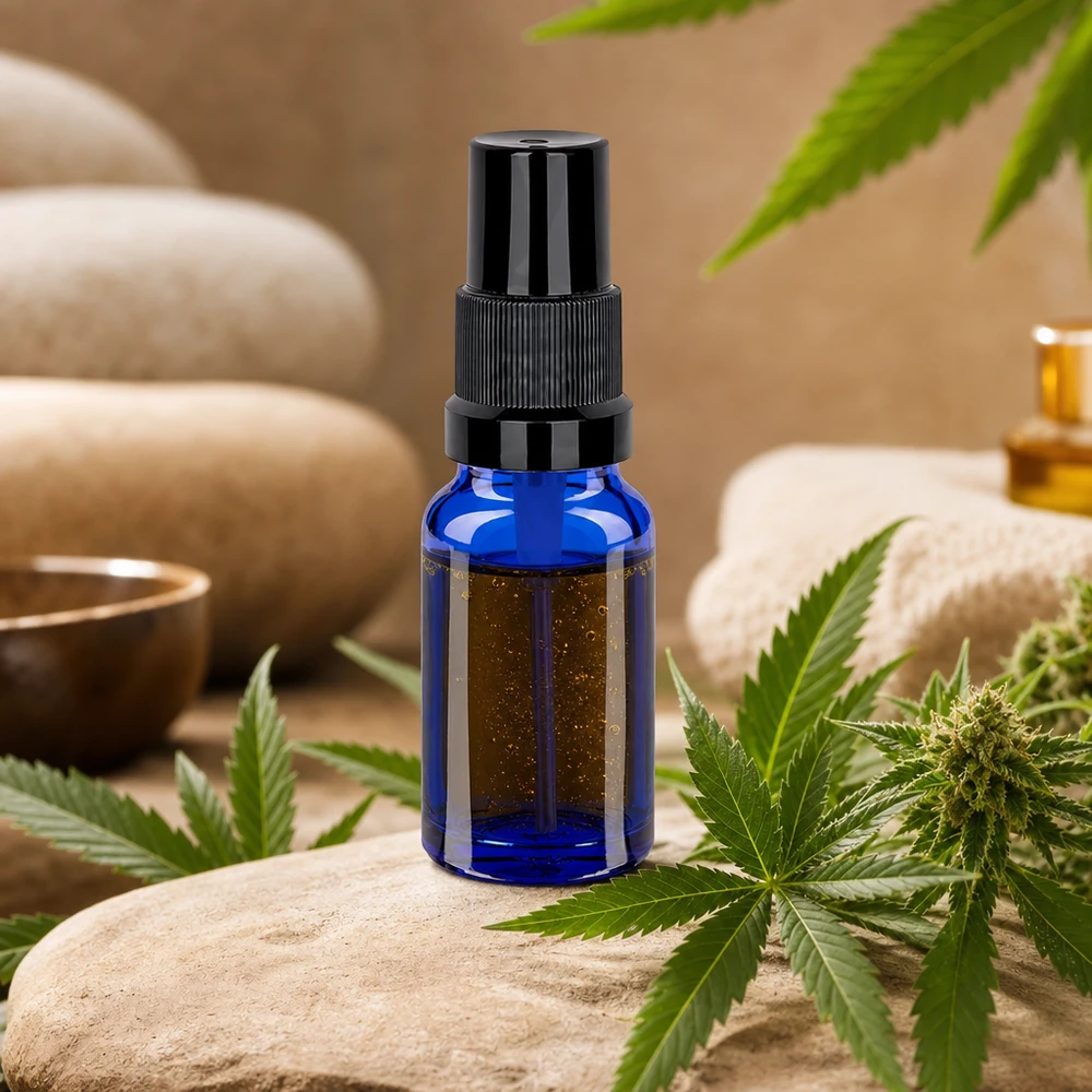10ml suihkepullo STD BlueLine UT18/10 korkealaatuisesta lasista, jossa on mattamusta sumutin.