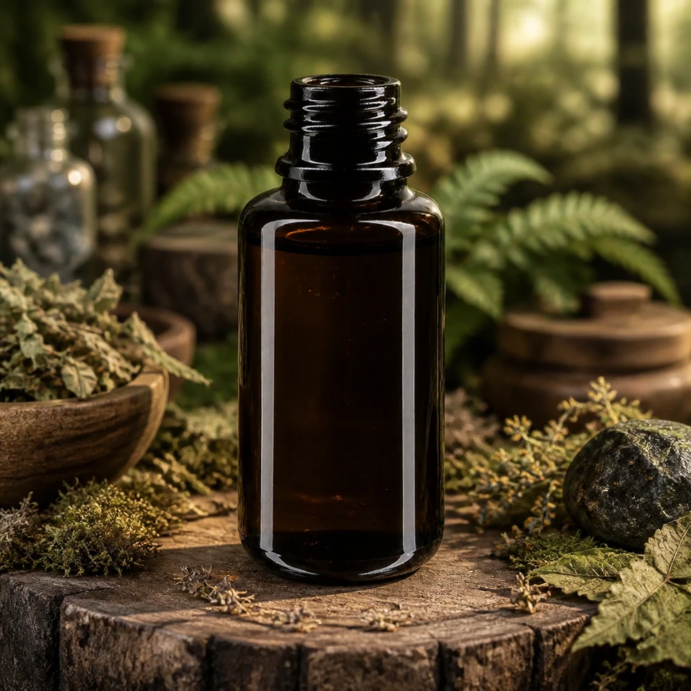 Kompakti 20ml Orion tippapullo Miron violetista lasista luonnonlääkkeille ja uutteille.