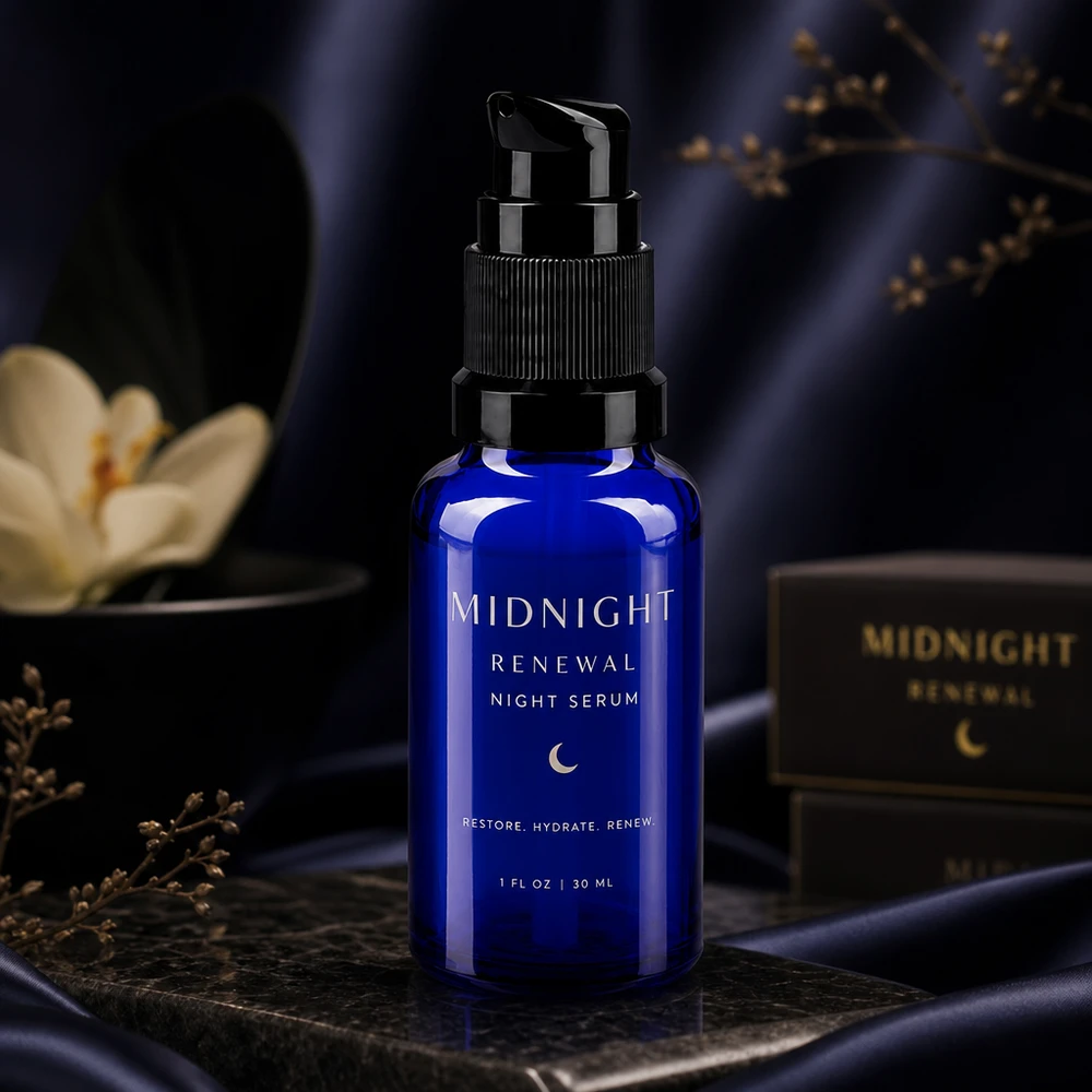 Apteekkipullo sininen 20ml pumppukorkki musta standardi Kuninkaansininen 20 ml:n lasipullo, jossa on musta pumppusäiliö, tummalla marmorilla ja silkkikankaalla