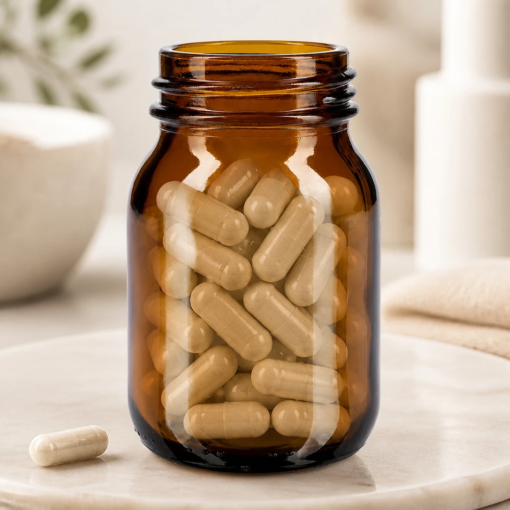 75ml leveäkaulainen meripihkanvärinen lasipullo, jossa on DIN 40 -kaulapäällyste. Pienikokoinen 75 ml:n meripihkalasinen leveäkaulainen pullo, jossa on käytännöllinen DIN 40 -aukko ravintolisiä varten.