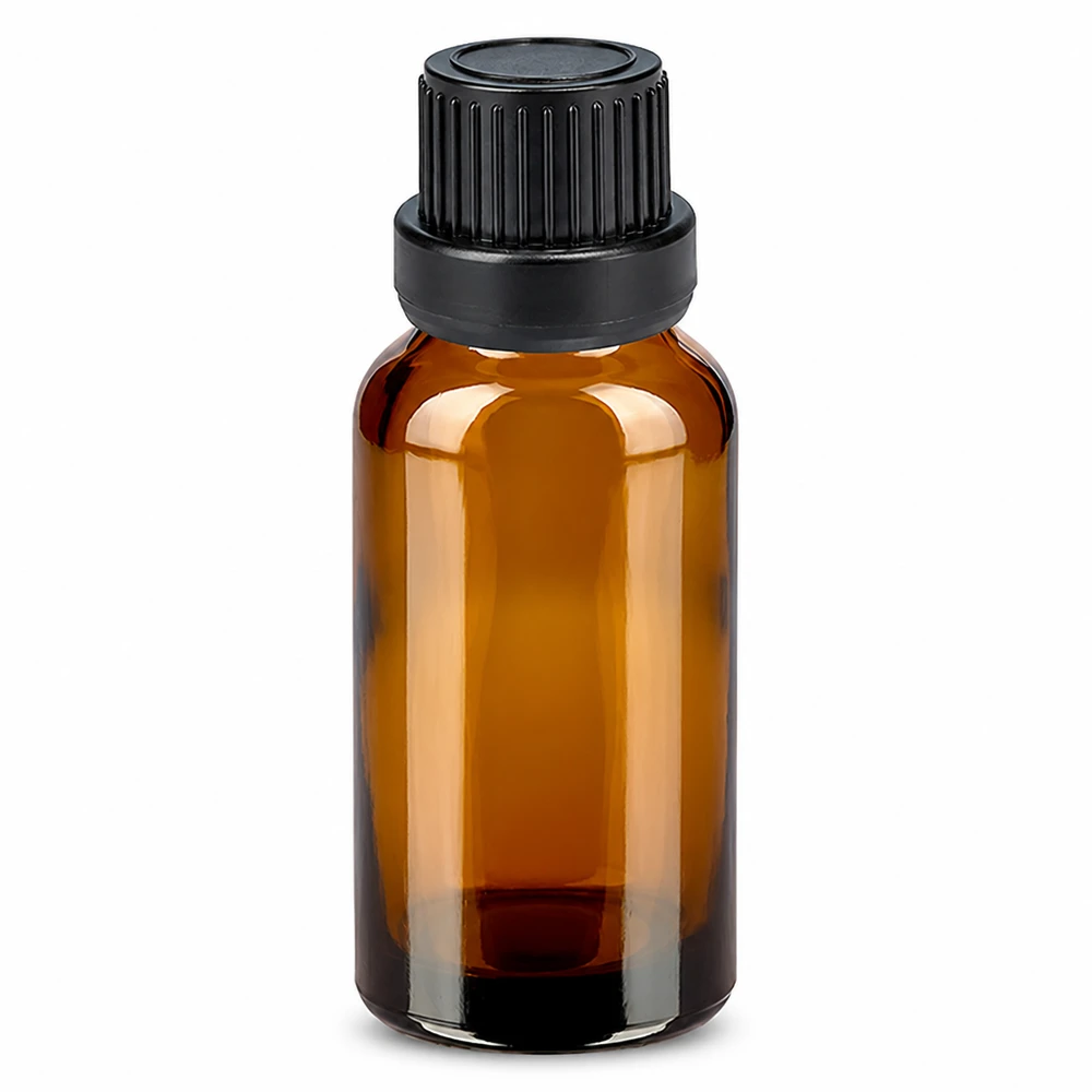 10ml tippapullo 2mm musta väärentämisen estävä suljin BrownLine UT18/10 10ml tippapullo ruskeaa lasia mustalla korkilla eteerisille öljyille.