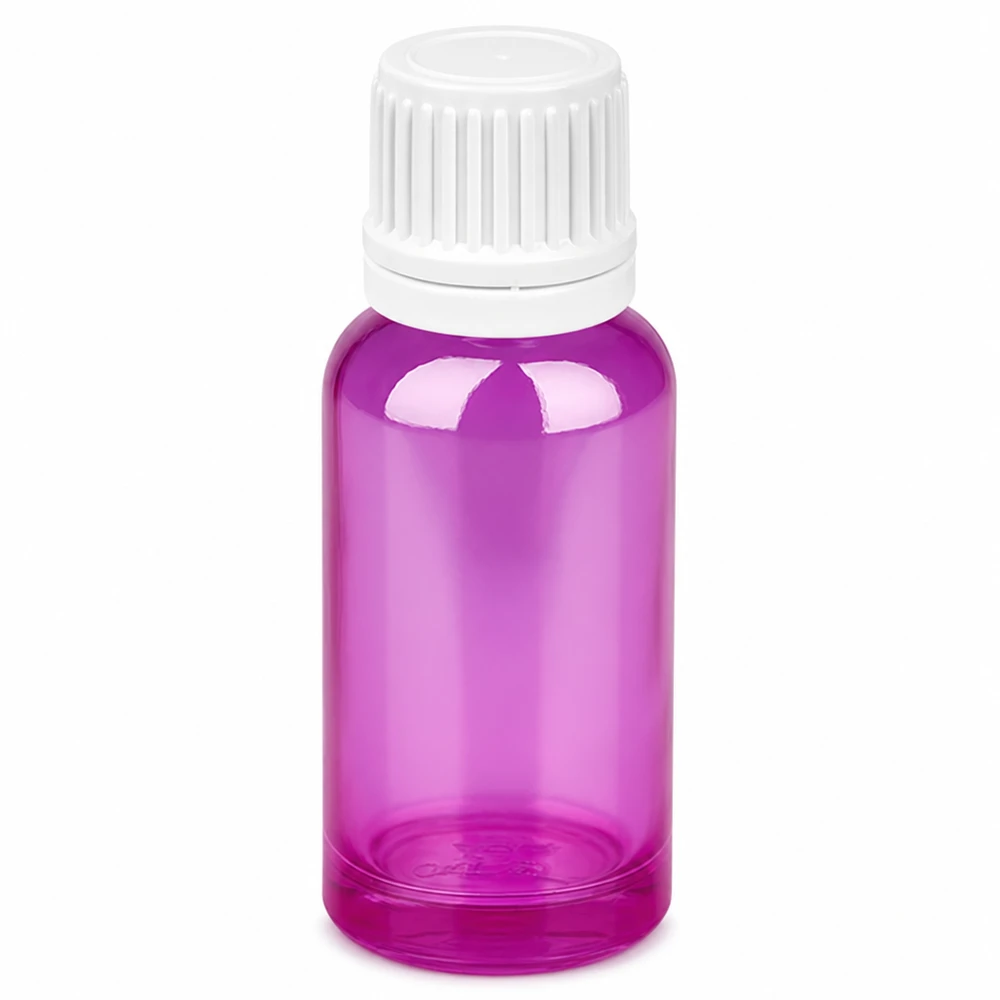 20ml tippapullo violetti läpinäkyvä valkoinen ruuvikorkki 0.7mm aukkoinen