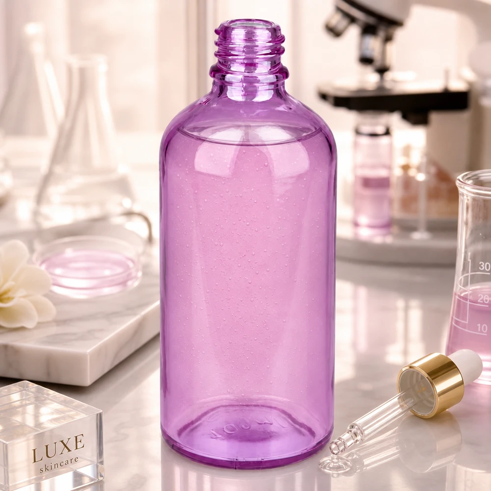 Laadukas apteekkipullo 100ml violetista lasista, jossa on käytännöllinen UNiTWIST-sulkemisjärjestelmä.