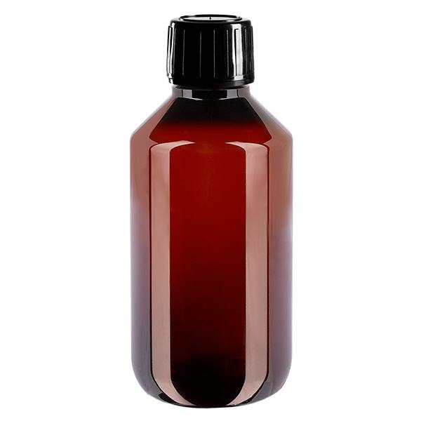 PET-pullo 200ml, jossa on musta sinetöintiturvallinen korkki. PET-pullo 200ml, jossa on musta sinetöintiturvallinen korkki.