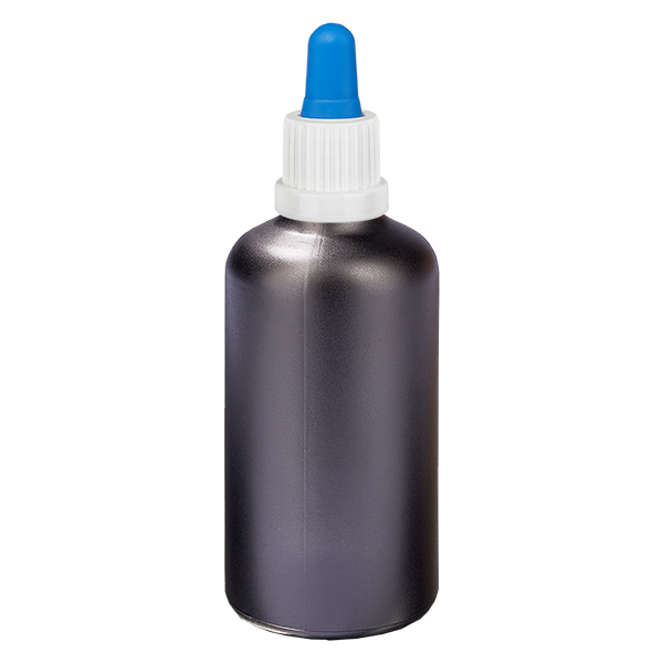 100ml pipettipullo valkoinen/sininen väärentämisenesto BlackL. UT18/100 100ml pipettipullo valkoinen/sininen väärentämisenesto BlackL. UT18/100
