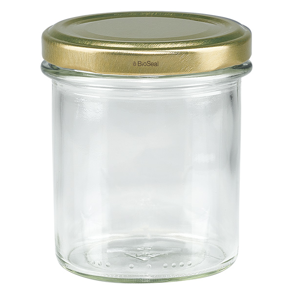 350 ml:n lasipullot kultaisella BioSeal-kannella UNiTWIST