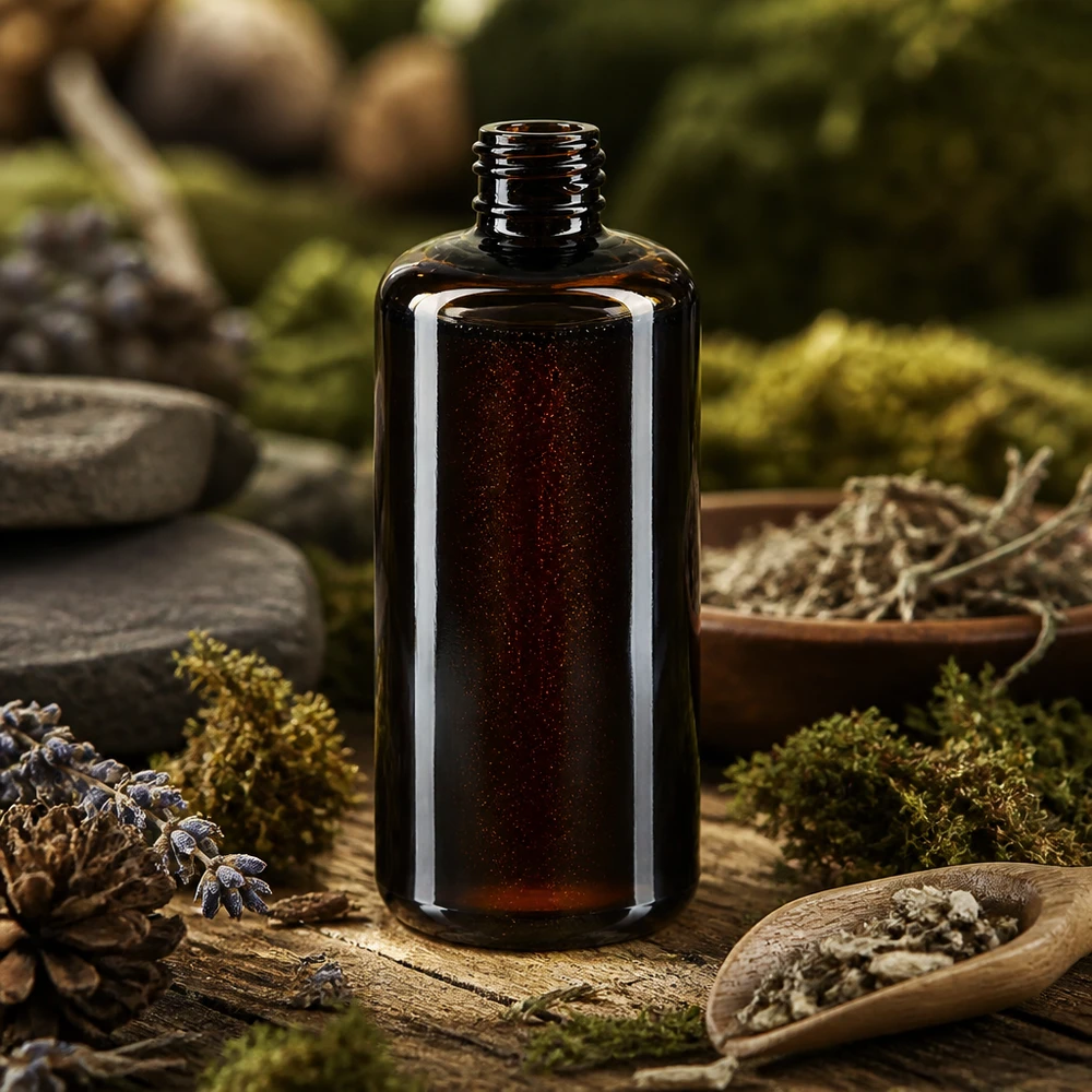 Violetti lasipullo 200ml 410/24 Tyylikäs Draco-kosmetiikkapullo 200ml, jossa on ohut siluetti ja joka on valmistettu UV-kestävästä Miron violetista lasista.