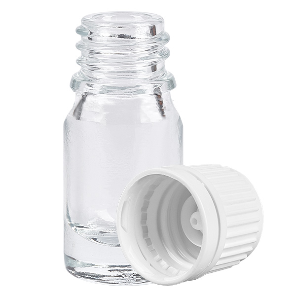 5ml pullo 11mm kierrekorkki valkoinen väärentämisen estävä korkki ClearLine UT18/5 5ml pullo 11mm kierrekorkki valkoinen väärentämisen estävä korkki ClearLine UT18/5
