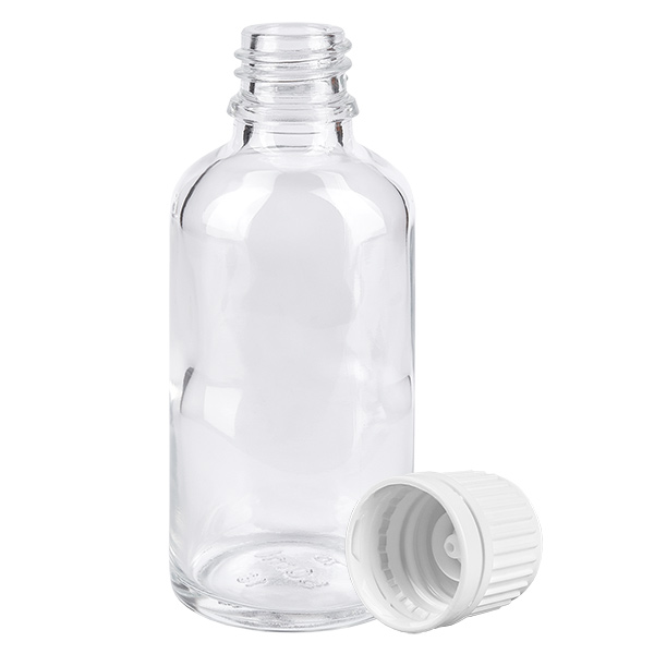 50ml pullo 11mm ruuvikorkki valkoinen peukaloinnin estävä korkki ClearLine UT18/50 50ml pullo 11mm ruuvikorkki valkoinen peukaloinnin estävä korkki ClearLine UT18/50