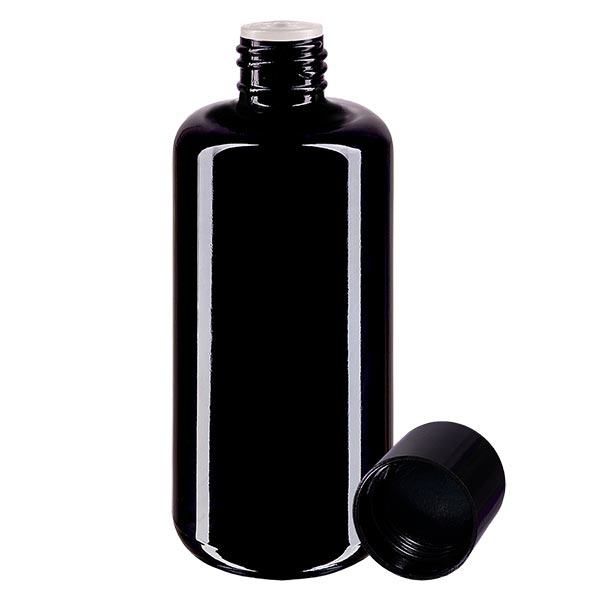 Apteekkipullo violetti 200ml ruuvikorkki musta ruisk. 4mm Standard