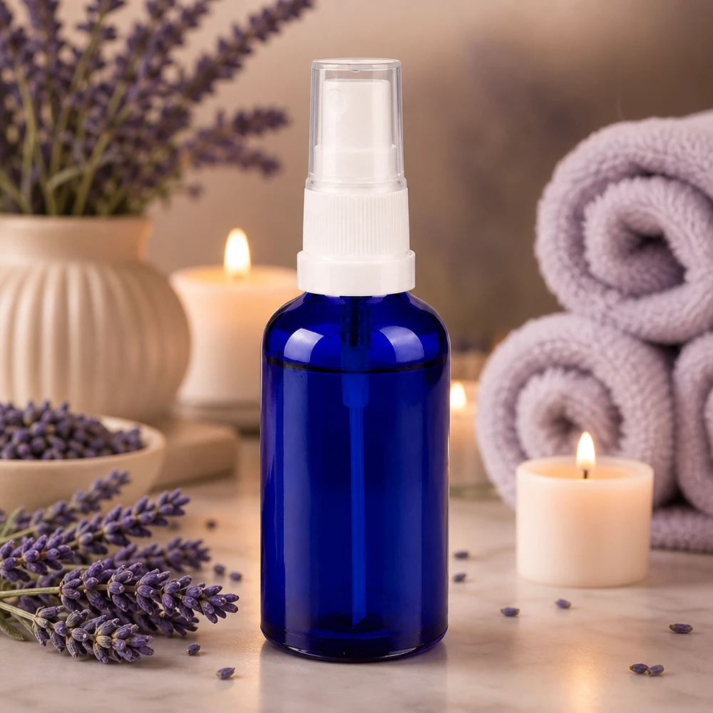 50ml suihkepullo valkoinen/läpinäkyvä vakiokorkki BlueLine UT18/50 BlueLine UT18/50 Läpinäkyvä 50ml suihkepullo valkoisella pumppusumuttimella aromaterapiaan ja hyvinvointiin.