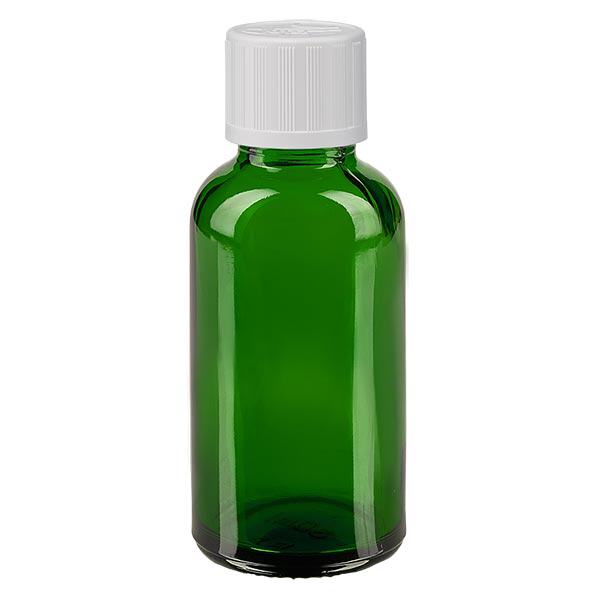 Apteekkipullo vihreä 30ml tippakorkki valkoinen lapsiturvallinen standardi Apteekkipullo vihreä 30ml tippakorkki valkoinen lapsiturvallinen standardi