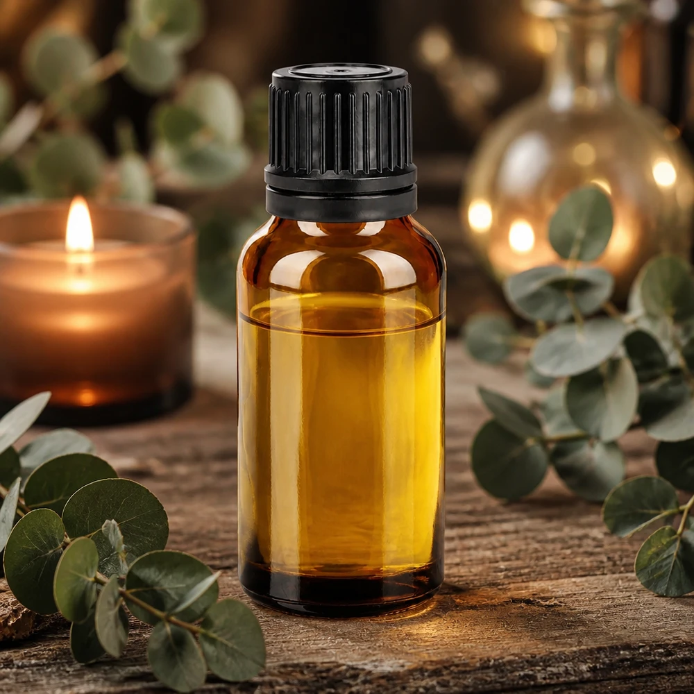 20ml BrownLine lasipullo mustalla korkilla - täydellinen aromaterapiaan ja luonnonkosmetiikkaan.